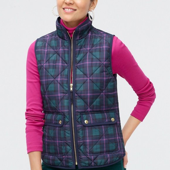 J. Crew Factory Jackets & Blazers - J Crew Factory Holiday Plaid Puffer Vest NWT